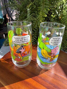 1983 McDonald’s Camp Snoopy Glasses – Snoopy Camping and River Scene